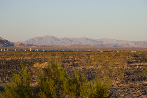 Train departs Amboy, CA Train near Amboy